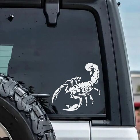 Scorpion Vinyl Decal - 5.5"x5.5" Car Sticker for Motorcycle, Car, Helmet - Edgy Tribal Waterproof Emblem | #AZ13 (White) in Saudi Arabia