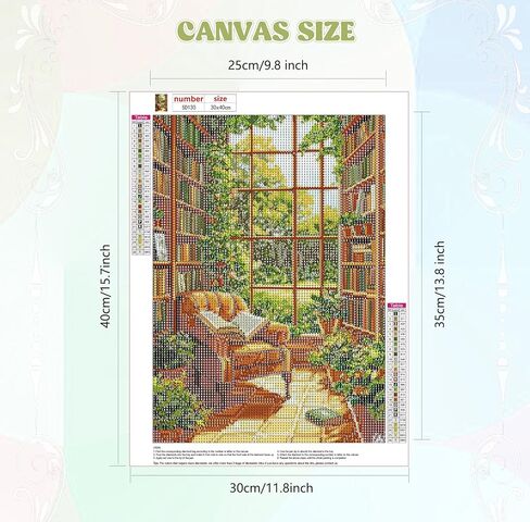 QENSPE Diamond Art Kits for Adults, DIY Bookshelf Full Drill Diamond Painting Art Kit for Beginners, Green Plants 5D Round Diamond Dots Paintings, Gem Art Crafts Home Wall Decor Gifts 12x16 inch in Kuwait