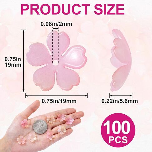 100 Pcs Gradient Cherry Flower Beads, Flower Beads for Jewelry Making, 5-Petal Acrylic Flowers Charms, Bead for Jewelry Making, Bracelets, Crafts (Pink) in Saudi Arabia