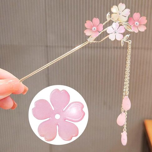 100 Pcs Gradient Cherry Flower Beads, Flower Beads for Jewelry Making, 5-Petal Acrylic Flowers Charms, Bead for Jewelry Making, Bracelets, Crafts (Pink) in Saudi Arabia