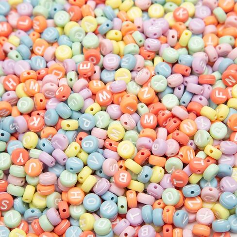 1000pcs Colorful Letter Beads, 4x7mm Acrylic Alphabet Beads A-Z Round Letter Beads for Friendship Bracelets Necklaces DIY Crafts Gifts Jewelry Making (Colorful) in Saudi Arabia