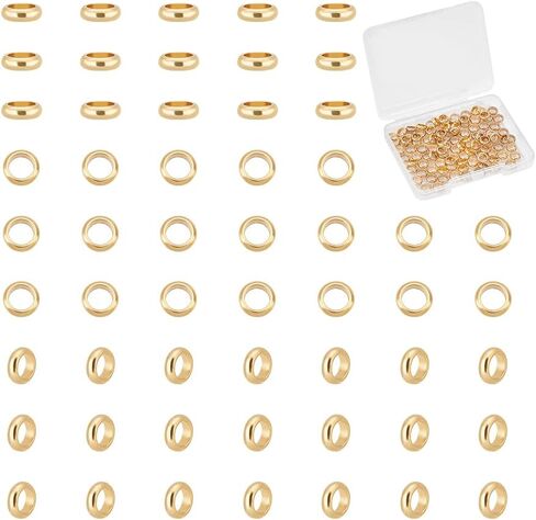 UNICRAFTALE 100Pcs 18K Gold Plated Stainless Steel Round Loose Beads, 6mm Diameter, 4mm Hole, for DIY Jewelry Making in Kuwait
