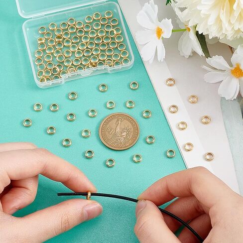 UNICRAFTALE 100Pcs 18K Gold Plated Stainless Steel Round Loose Beads, 6mm Diameter, 4mm Hole, for DIY Jewelry Making in Kuwait