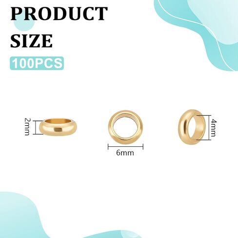 UNICRAFTALE 100Pcs 18K Gold Plated Stainless Steel Round Loose Beads, 6mm Diameter, 4mm Hole, for DIY Jewelry Making in Kuwait
