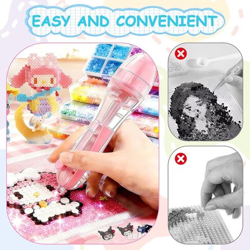 2 Pack Bead Pen Dispenser for 2.6mm Mini Beads - Transparent Blue & Pink Fuse Bead Placement Tool, Precision Bead Picker Pen for DIY Craft, Pixel Art, Jewelry Making for Kids Adults Beginners in Saudi Arabia