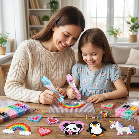 2 Pack Bead Pen Dispenser for 2.6mm Mini Beads - Transparent Blue & Pink Fuse Bead Placement Tool, Precision Bead Picker Pen for DIY Craft, Pixel Art, Jewelry Making for Kids Adults Beginners in Saudi Arabia