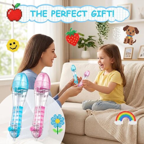 2 Pack Bead Pen Dispenser for 2.6mm Mini Beads - Transparent Blue & Pink Fuse Bead Placement Tool, Precision Bead Picker Pen for DIY Craft, Pixel Art, Jewelry Making for Kids Adults Beginners in Saudi Arabia