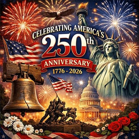5D Diamond Painting Kit: U.S. 250th Anniversary Patriotic Design Round Diamond Beads & Vibrant Colors for Wall Decor Perfect Independence Day Gift, Home & Office Art for Holiday Shoppers in Kuwait