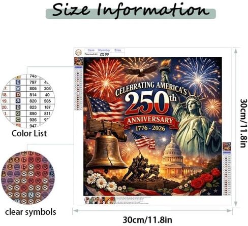 5D Diamond Painting Kit: U.S. 250th Anniversary Patriotic Design Round Diamond Beads & Vibrant Colors for Wall Decor Perfect Independence Day Gift, Home & Office Art for Holiday Shoppers in Kuwait