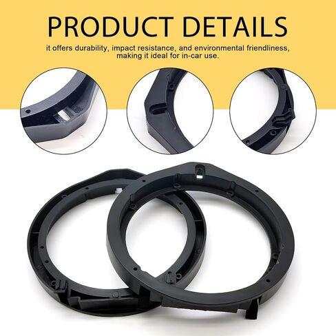 2 PCS Car Speaker Adapter Spacer, 6.5 " Speaker Mounting Bracket, Car Audio Upgrade Accessories, Compatible with Honda Fit Accord Ling Pai Civic Feng Fan CRV Binzhi (Black) in Saudi Arabia