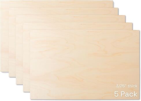 Glowforge Proofgrade Maple Plywood for Laser Engravers - 5 Sheets - 12x20 Inches, 3/25 Inch Thick - Finished Wood for Laser Cutting and Engraving Projects in Saudi Arabia