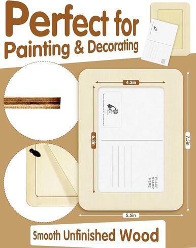 Sobizis DIY Wood Picture Frame Kit with NFC Postcard 7.5×5.5 in Unfinished Frame with Stand Customizable Digital Greeting Card for Birthday Wedding Graduation Holiday Gift 6 Sets in Saudi Arabia