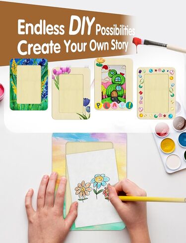 Sobizis DIY Wood Picture Frame Kit with NFC Postcard 7.5×5.5 in Unfinished Frame with Stand Customizable Digital Greeting Card for Birthday Wedding Graduation Holiday Gift 6 Sets in Saudi Arabia