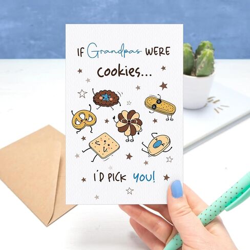 Father's Day Card for Grandpa, Funny Grandpa Birthday Card, Cute Cookie Grandfather Card Gift from Granddaughter or Grandson, If Grandpas Were Cookie...I'd Pick You! in Saudi Arabia
