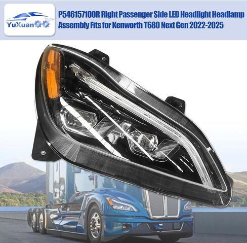 P546157100R Right Passenger Side LED Headlight Headlamp Assembly Fits for Kenworth T680 Next Gen 2022-2025 P54-6157-100 P546157100 in Saudi Arabia