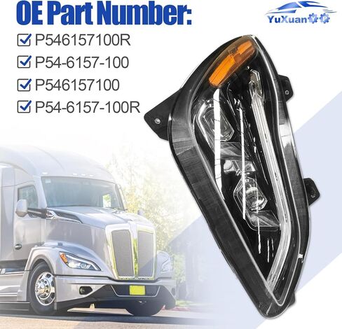 P546157100R Right Passenger Side LED Headlight Headlamp Assembly Fits for Kenworth T680 Next Gen 2022-2025 P54-6157-100 P546157100 in Saudi Arabia