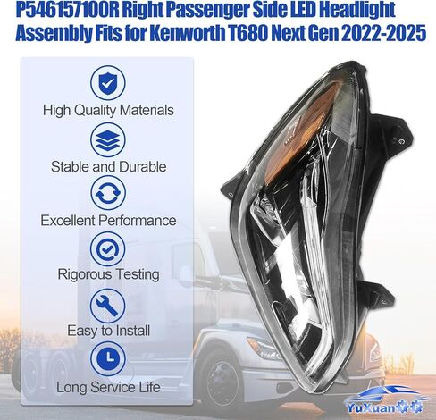 P546157100R Right Passenger Side LED Headlight Headlamp Assembly Fits for Kenworth T680 Next Gen 2022-2025 P54-6157-100 P546157100 in Saudi Arabia