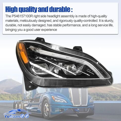 P546157100R Right Passenger Side LED Headlight Headlamp Assembly Fits for Kenworth T680 Next Gen 2022-2025 P54-6157-100 P546157100 in Saudi Arabia