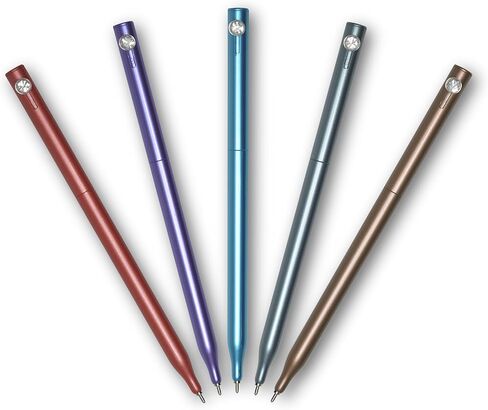 Korea Crystal Needle Knock Ball Pen Set, 0.7mm Fine Point Black Ink, Smooth Writing Pens for School, Office, Journaling, 5 Color Pack (Mint, Purple, Red, Gray, Gold) in Saudi Arabia