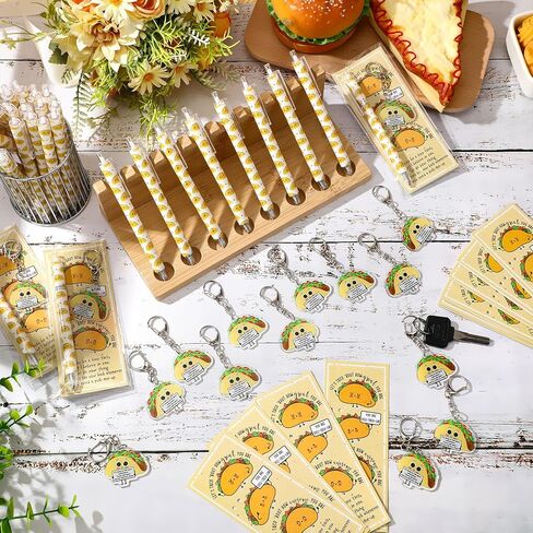 Sayglossy 36 Sets Positive Taco Pens Bulk Taco Ballpoint Pen Inspirational Keychain and Motivational Card Emotional Positive Gift for Graduation Teacher Students Office Staff in Kuwait