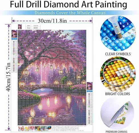 MOMDEDP Flower Diamond Arts Kits for Adults-Flowers Diamond Painting Kits for Adults, 5D Sakura Diamond Art Kits, DIY Floral Gem Art DIY Crafts Kits Home Wall Decor Gifts 12x16 inch in Saudi Arabia