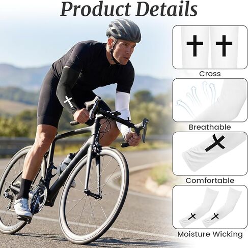 4 Pairs Faith Cross Arm Sleeves Christian Religious Compression Sleeve for Football Baseball Outdoor Activities in Saudi Arabia