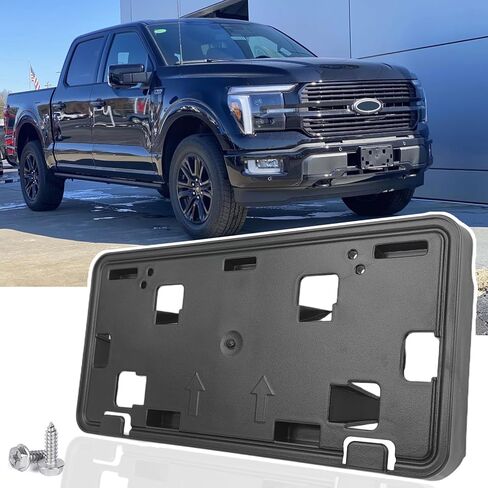 Front License Plate Frame for 2024 2025 2026 Ford F150 2.7L 3.5L with Immersion Heater Without Tremor Package & Bumper Trim Front Bumper License Plate Holder Mounting Bracket Replace# RL3Z17A385BA in Kuwait