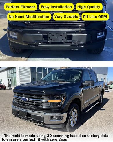 Front License Plate Frame for 2024 2025 2026 Ford F150 2.7L 3.5L with Immersion Heater Without Tremor Package & Bumper Trim Front Bumper License Plate Holder Mounting Bracket Replace# RL3Z17A385BA in Kuwait