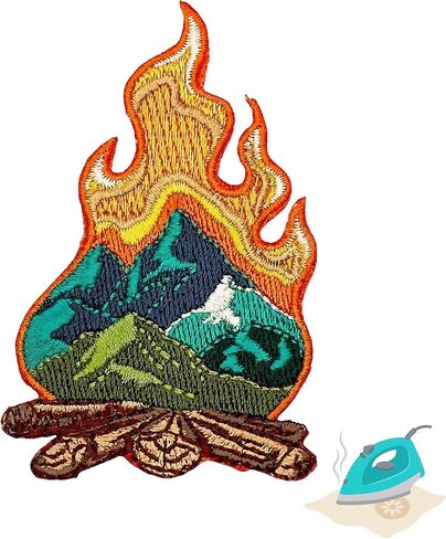 Campfire Iron On Patch - Embroidered Camp Adventure Traveler Boy Girl Scout Camping Applique Appliques Iron On Sew On Patches for Clothing, Jeans, Hat, Backpacks, Clothes, Hats, Jackets (3") in Saudi Arabia