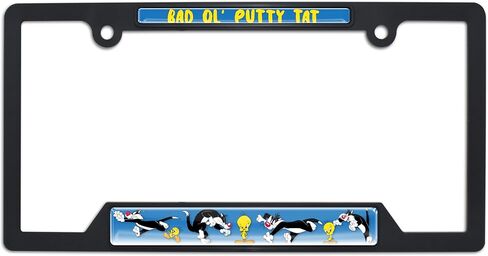 Officially Licensed Looney Tunes Tweety Bird Automotive-Grade Plastic 3D Doming Standard Black License Plate Frame Tag Holder for Cars/SUVs/Trucks - Weatherproof in Saudi Arabia