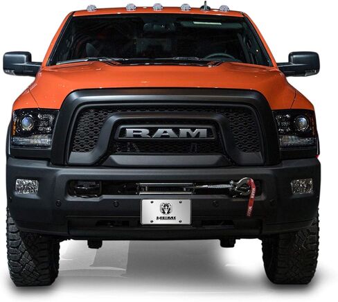 iPick Image for RAM HEMI 2019 up 3D Dual Logo on 12"X6" Chrome Stainless Steel License Plate - Official Licensed in Kuwait