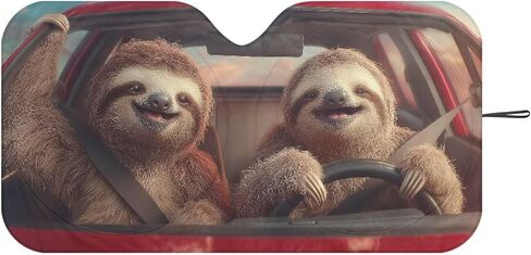 Funny Sloth Car Windshield Sunshade Foldbale Universal Car Sun Shade for Front Window Sun Blocker,Keep Vehicle Cool in Kuwait