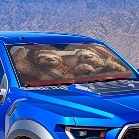 Funny Sloth Car Windshield Sunshade Foldbale Universal Car Sun Shade for Front Window Sun Blocker,Keep Vehicle Cool in Kuwait