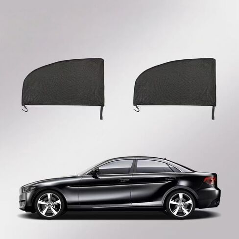 4 Pcs Full Set Car Window Screens for Sedan, Front and Rear Sun Shade Mesh Covers, UV Protection and Anti-Mosquito Car Side Window Nets, Ventilated Breathable Design in Kuwait