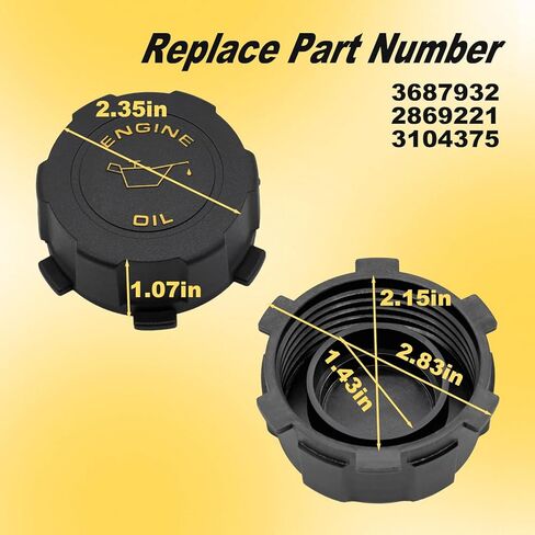 2Pcs Engine Oil Fill Cap Compatible with International ProStar Kenworth T660 T680 T700 T800 Glass W900B Aerocab Peterbilt 367 386 387 388 389 567-SBA 567-SFA 579 587 Replace# 3687932 2869221 in Saudi Arabia