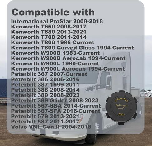 2Pcs Engine Oil Fill Cap Compatible with International ProStar Kenworth T660 T680 T700 T800 Glass W900B Aerocab Peterbilt 367 386 387 388 389 567-SBA 567-SFA 579 587 Replace# 3687932 2869221 in Saudi Arabia