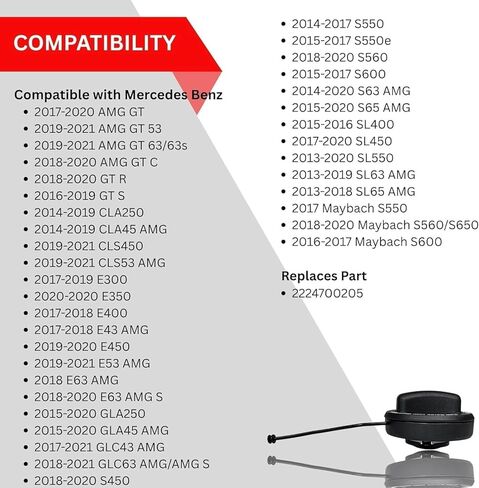2PCS Gas Cap Fuel Cap Compatible with Mercedes Benz CLA250 CLS450 E300 E350 E400 E450 GLA250 GLC300 S450 S550 S550e S560 S600 SL400 SL450 SL550 Maybach S550 E43 E53 E63 AMG GT C R S, 2224700205 in Saudi Arabia