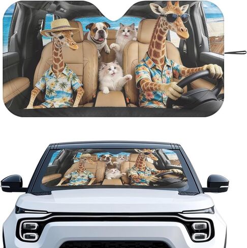Funny Sloth Car Windshield Sunshade Foldbale Universal Car Sun Shade for Front Window Sun Blocker,Keep Vehicle Cool in Kuwait