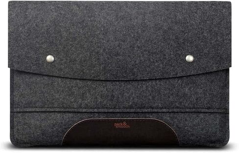 حافظة Pack & Smooch مصممة لجهاز MacBook Air 15 كم 100% من الصوف وجلد مدبوغ نباتي مصنوع يدويًا في ألمانيا أنثراسايت/بني داكن in Kuwait