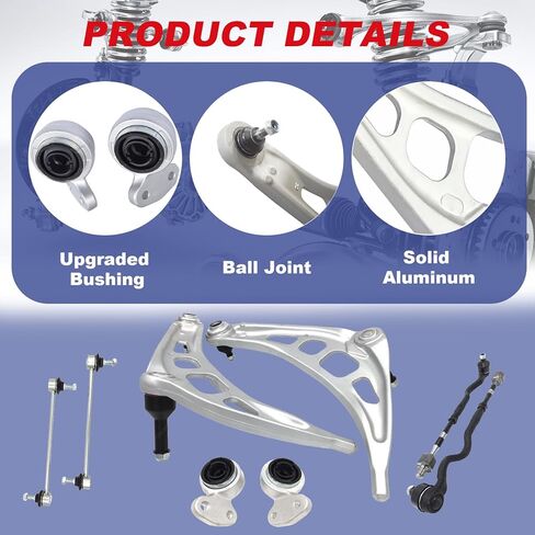 8pcs Front Suspension Kit, Lower Control Arm Assembly Tie Rods Bushing Replacement for BMW E46 318i 320i 323Ci 323i 325Ci 325i 328Ci 328i 330Ci 330i Z4 in Saudi Arabia