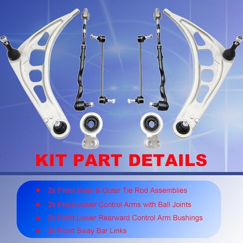 8pcs Front Suspension Kit, Lower Control Arm Assembly Tie Rods Bushing Replacement for BMW E46 318i 320i 323Ci 323i 325Ci 325i 328Ci 328i 330Ci 330i Z4 in Saudi Arabia