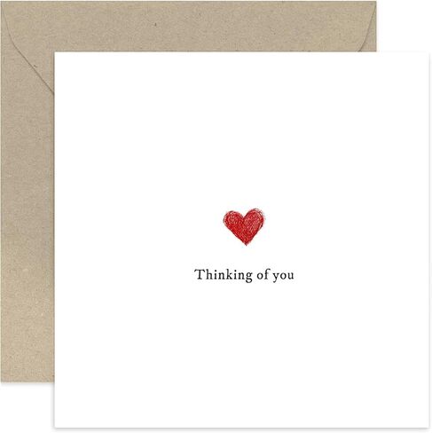 Simple Heartfelt Thinking of You Cards for Friends and Family - 'Thinking of You' Cancer Diagnosis, Break Up, Bereavement, Condolences - Red Pencil Heart Illustration - Blank Inside in Kuwait