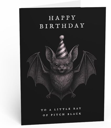 Pretty Attitude Gothic Bat Happy Birthday Card – Dark Aesthetic Birthday Greeting Card with Envelope – Spooky Alternative Birthday Card in Saudi Arabia