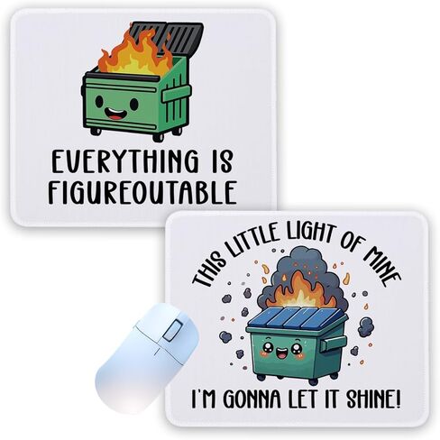 2Pcs Funny Dumpster Fire Non-Slip Mouse Pad for Desk Let It Shine Everything Is Figureoutable Dumpster Fire Desk Accessories for Work Gaming Funny Office Decor Gifts for Coworker Friends 8.3×10.2 Inch in Saudi Arabia