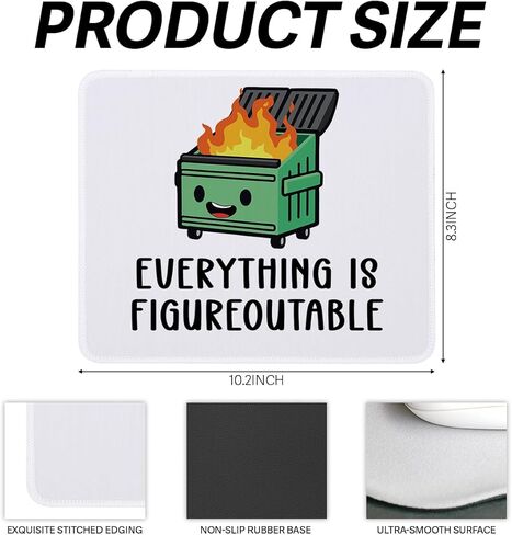 2Pcs Funny Dumpster Fire Non-Slip Mouse Pad for Desk Let It Shine Everything Is Figureoutable Dumpster Fire Desk Accessories for Work Gaming Funny Office Decor Gifts for Coworker Friends 8.3×10.2 Inch in Saudi Arabia
