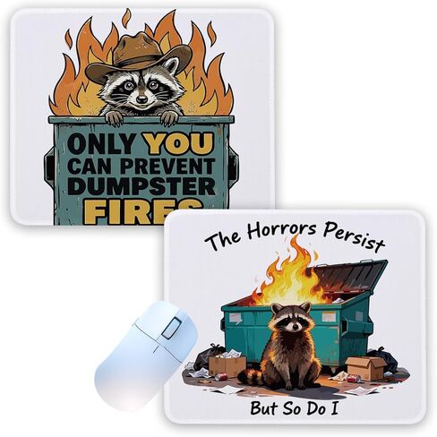 2Pcs Funny Dumpster Fire Non-Slip Mouse Pad for Desk Let It Shine Everything Is Figureoutable Dumpster Fire Desk Accessories for Work Gaming Funny Office Decor Gifts for Coworker Friends 8.3×10.2 Inch in Saudi Arabia