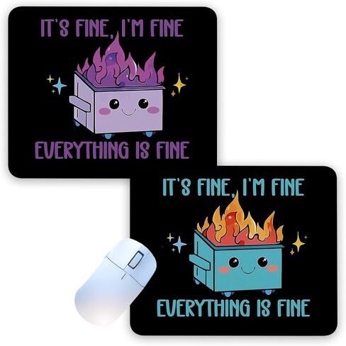 2Pcs Funny Dumpster Fire Non-Slip Mouse Pad for Desk Let It Shine Everything Is Figureoutable Dumpster Fire Desk Accessories for Work Gaming Funny Office Decor Gifts for Coworker Friends 8.3×10.2 Inch in Saudi Arabia