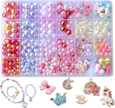 Hanyoung 520pc Mermaid Themed Beads Jewelry Making Kit - Blue Purple Acrylic Round Beads, Mermaid Tail & Seashell Charms, DIY Bracelet Necklace Craft Supplies, Ocean Plastic Beading Set (Blue Ocean) in Saudi Arabia