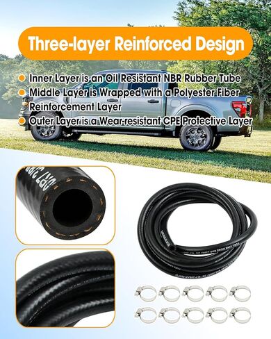 خرطوم تبريد ناقل الحركة 3/8 بوصة مع مشبك، خط تبريد زيت ناقل الحركة 300 رطل لكل بوصة مربعة SAE J1532 معايير الأنظمة الهيدروليكية لتوجيه الطاقة، 10 قدم in Kuwait