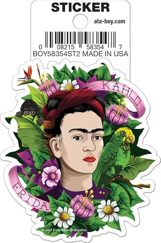 ملصق Ata-Boy Frida Kahlo مع زهور أرجوانية مقطوعة بالقالب مقاس 3 بوصات in Kuwait